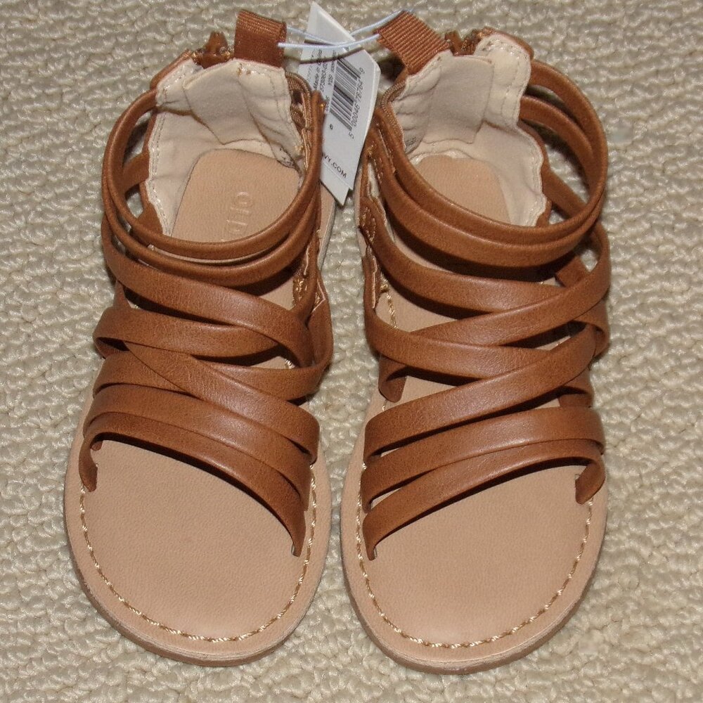 NEW GIRLS OLD NAVY BROWN GLADIATOR SANDALS SZ 6 TODDLER